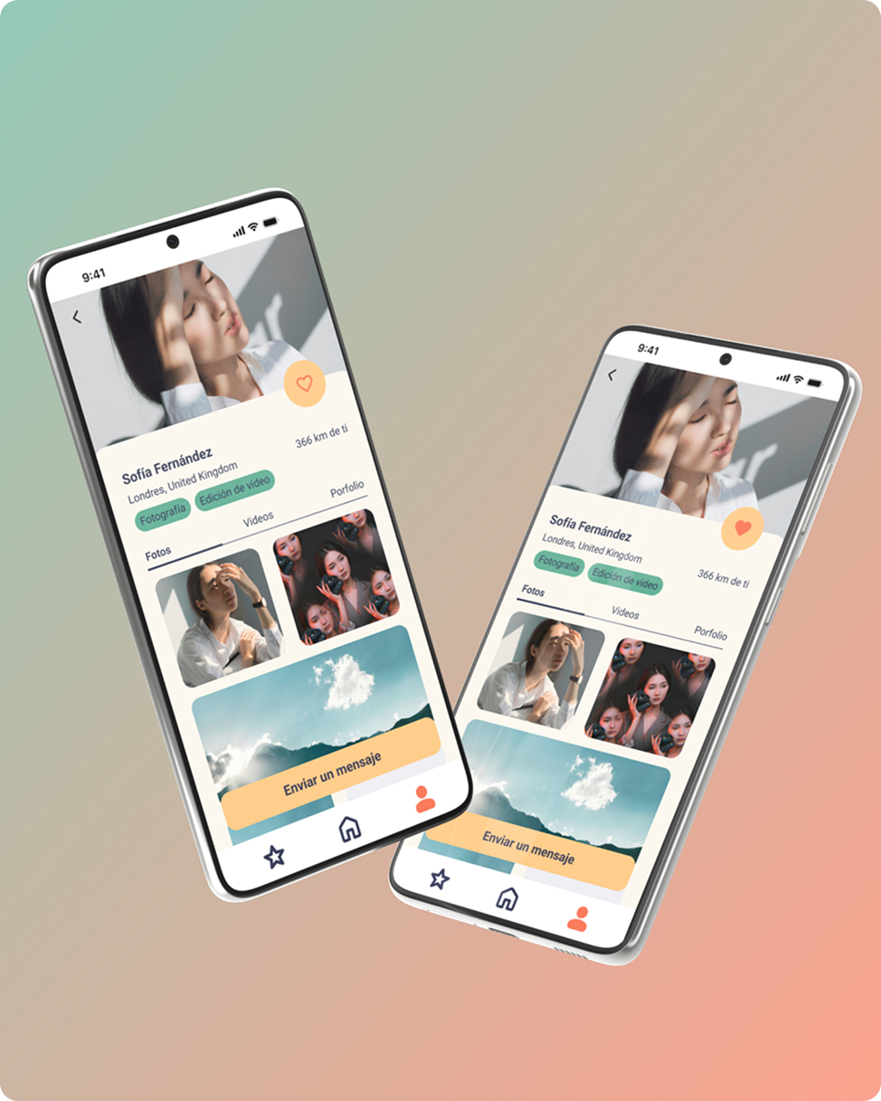 Mockup app de perfil de creador de contenido, Sofía Fernández